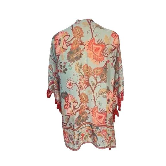 Soft Surroundings Floral Esme Shrug Kimono Topper Cardigan, Autumn Colors, S/M - Picture 3 of 5
